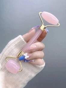 2件套面部刮痧按摩工具套装：1个双头按摩滚轮，1个心形刮痧板，面部按摩可消除浮肿，舒缓提拉肌肤，令肌肤焕发光彩。适用于美容、护肤、水疗、自我护理、护肤工具、面部护理、美容师用品、按摩、面部按摩工具、面部滚轮。 - 彩色 - 查看 3