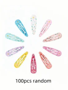 10/20/50/100个随机混色印花彩色BB发夹，可爱少女发夹，清新刘海夹，适合日常使用 - 彩色 - 查看 14