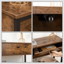 Rustic Brown Modern Console Table With 2 Drawers - Hallway, Sofa, Entryway Storage, Particleboard & Metal Frame, Easy Assembly, 100x24x80cm - Brown - View 7