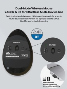 FANTECH 人体工学鼠标，可充电蓝牙无线垂直鼠标静音开关 2.4GHz 或蓝牙兼容 Windows 7 或更高版本、OS 10.11 或更高版本 - 彩色 - 查看 11