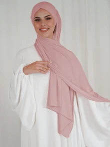 1 Khăn choàng mềm mại màu trơn thanh lịch, Băng đô đa năng thoải mái cho nữ, Thích hợp để mặc hàng ngày cho trang phục - Màu Hồng baby - Xem 3