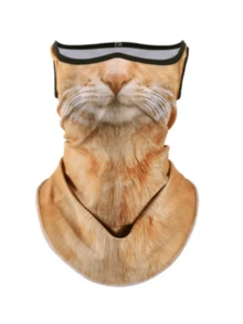 1pc Outdoor Sports Breathable Animal Printed Mask, Orange Cat Riding Covering Mask, Funny Animal Face Scarf, Ear Loop All-In-One Protective Mask With Neck Coverage - Multicolor - View 10