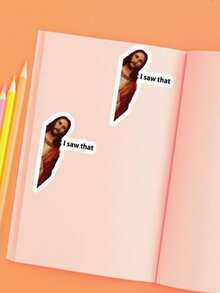 4 件耶稣我看见贴纸 - 防水防刮 - 有趣的表情包贴纸，适用于汽车、笔记本电脑和水瓶，派对礼物