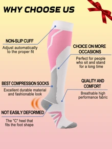 1 Pair Copper Well Compression Socks For Women & Men -Knee-High Support Stockings, Breathable Athletic & Daily Wear For Nursing, Yoga, Maternity, Travel & Cycling With Comfort Toe Seam