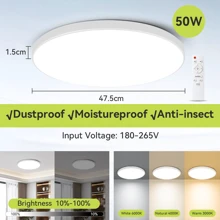 CANMEIJIA 1 pièce Plafonnier LED moderne 220V avec télécommande, lampe de plafond à gradation et variation de couleur de 3000K à 6500K. Lampe LED pour décoration de chambre à coucher, salon, cuisine, salle à manger, bureau.