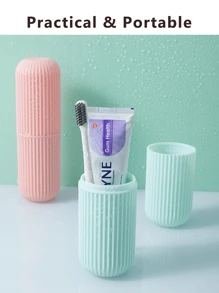 1/2pcs Collapsible Portable Travel Mouthwash Cup, Toothbrush & Toothpaste Storage Box, Compact Travel Camping Toothbrush Cup, Multifunctional Travel Facial Cleanser Set, Essential Travel Toiletries, Beach Holiday & School Trip Organizer, Home Bathroom Decor With 4 Colors Available