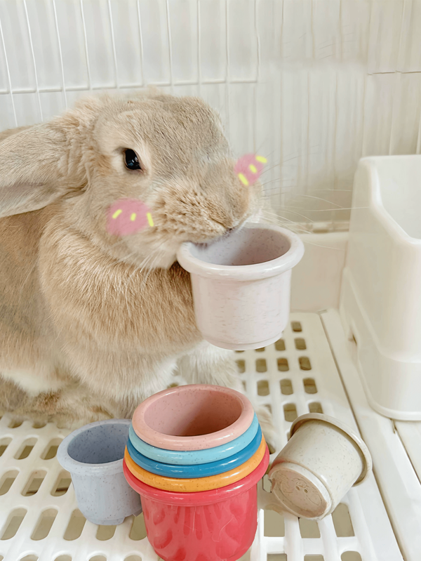 Rabbit Toys For Entertainment, Rabbit Stacking Cups, Guinea Pig Toys, Chew Toys For Rabbit Pets
