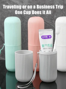 1/2pcs Collapsible Portable Travel Mouthwash Cup, Toothbrush & Toothpaste Storage Box, Compact Travel Camping Toothbrush Cup, Multifunctional Travel Facial Cleanser Set, Essential Travel Toiletries, Beach Holiday & School Trip Organizer, Home Bathroom Decor With 4 Colors Available