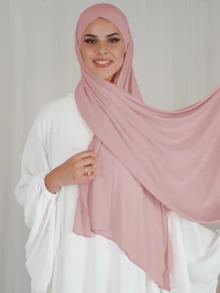 1 Khăn choàng mềm mại màu trơn thanh lịch, Băng đô đa năng thoải mái cho nữ, Thích hợp để mặc hàng ngày cho trang phục - Màu Hồng baby - Xem 2