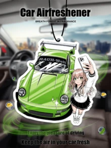JDM STYLE,Cool Anime Girl Wtih Car Design, Car Air Fresheners - Hanging Rearview Mirror Scented Tablets, Cool Automotive Decor, Paper-Based Vehicle Air Freshener Combo Set With Assorted Designs, Gift For Friends - Multicolor - View 16