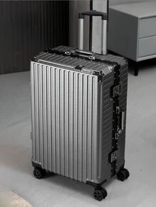 硬壳行李箱带万向轮，铝制框架，静音，20英寸短途旅行行李箱，大容量，防刮，26英寸旅行箱，适合男士、女士、学生