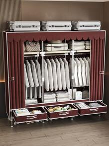 Cloth Wardrobe Freestanding Closet | Metal Frame With Fabric Cover | Multi-Compartment Organizer | Easy Assembly | Includes Hanging Rod, Drawers And Shelves | Space-Saving Design For Bedroom Storage And Accessories | Modern Closet Design, Clothes Organization, Portable Wardrobe