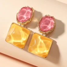 1 Pair Geometric Resin Rhinestone Earrings, Suitable For Daily Wear - Multicolor - View 12