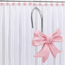 12 Stücke moderne minimalistische rosa Schleifen Dekorative Duschvorhang Haken, Badezimmer Accessoires, Badezimmer Dekoration, Wohnen Vorhang Haken - Pink - Übersicht 6