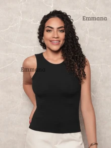 Kit 4 Women's Plain Ribbed Tank Top Basic Blouse Casual Sleeveless T-Shirt - Black/White/Brown/Beige - View 3