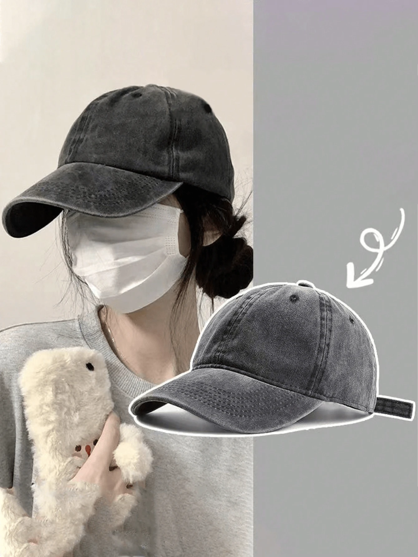 1pc Women's Soft-Top Washed Solid Color Baseball Cap, Korean Style Versatile Casual Dad Hat, Suitable For Summer Outings And Street Wearing - Khaki - View 1