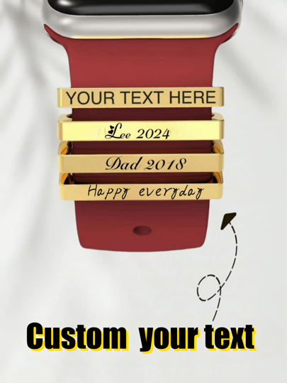 1/2 Stücke personalisierte Text Gurt Dekoration, Silber, Gold, Roségold passende Silikon Smart Gurt Zubehör für Valentinstag, Ostern, Muttertag, Vatertag, Weihnachtsgeschenke für Liebhaber, Freunde, Paar und Studenten für den täglichen Gebrauch, Jahrestage, zum Gedenken an verstorbene Angehörige, zur Erinnerung an besondere Daten etc.