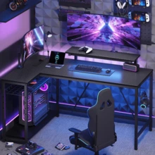 2025-NEWLights Compact Corner Desk With Shelves Reversible Computer Desk With Hooks For Home Office Bedroom Small Space 106.5CM - 132.5CM - View 2