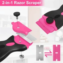 SOKANY 1 Set Multi-Functional Cleaning Scraper, Includes Adhesive Remover Scraper, Glass Scraper, Car Sticker Tool. 1 Pink Double-Sided Scraper + 10 Metal Blades + 10 Plastic Blades. Suitable For Floor Cleaning, Glass Film Application, Kitchen Disinfection, Beauty Seam Construction, Home Decor, Outdoor Advertising, Etc. A Cleaning Essential For Households And Professionals. - Pink - View 8