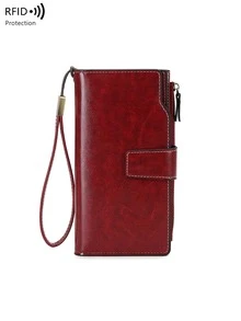 Cross-Border RFID Blocking Women's Long Wallet, Vintage Oil Wax Leather Clutch Purse, Large Capacity European And American Style For Women Wallet Mini Wallet Purse Wallet Wristlet Wallet - Multicolor - View 14