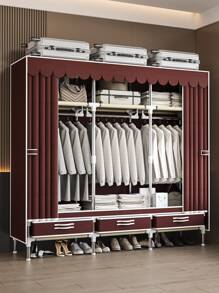 Cloth Wardrobe Freestanding Closet | Metal Frame With Fabric Cover | Multi-Compartment Organizer | Easy Assembly | Includes Hanging Rod, Drawers And Shelves | Space-Saving Design For Bedroom Storage And Accessories | Modern Closet Design, Clothes Organization, Portable Wardrobe