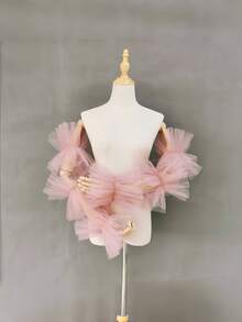 1 Pair White Puff Sleeve Cuffs, Bridal Gown Gloves Sleeve Cuffs, Photography Prop For Studio Photoshoot, Bride Wedding Gloves, Long Tulle Mesh Sleeve Cuffs, Chiffon Crystal Tulle Arm Sleeve Cuffs, Detachable Versatile Sleeve Cuffs, Bridal Gown Arm Sleeves, Tulle Dress Sleeves, Sleeveless Dress Arm Cuffs, Applicable For Wedding, Party, Performance, Cosplay, Decorative Accessory Autumn Accessories