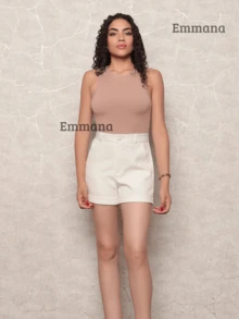 Kit 4 Women's Plain Ribbed Tank Top Basic Blouse Casual Sleeveless T-Shirt - Black/White/Brown/Beige - View 7