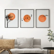 3pcs Canvas Art Print, Modern Wall Arts, Posters Wall Art Set, Abstract Art, Burnt Orange Home Decor - Canvas Material (Optional Frame) - Multicolor - View 2