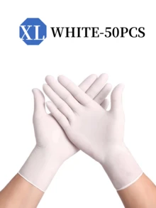 White Disposable Nitrile Gloves, Durable Household Cleaning Gloves, Kitchen, Bathroom, Cleaning, Food Handling, Tattoo, Beauty, Hair Dyeing, Pets, Beauty Salon, Cleaning Supplies, Household Gadgets - White - View 19