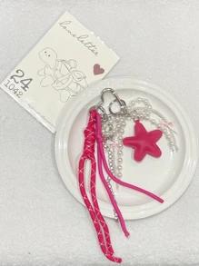 1 pièce Accessoire de sac en forme d'étoile rose style Y2K, accessoire de sac en chenille, accessoire de porte-clés pouvant être utilisé comme pendentif pour sac, pendentif. Cadeau de la Saint-Valentin, élégant pour les adolescentes, les femmes, les étudiantes, les enseignantes, les cols blancs, les nouveaux employés. Accessoires de décoration, cadeaux, accessoires de voiture, breloques porte-clés, fournitures scolaires, cadeaux pour enseignants