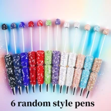 6pcs Rhinestone Embellished Beaded Ballpoint Pen DIY Materials Kit, Sparkly Creative Stationery Supplies Suitable For Gifts In Holidays - Multicolor - View 10