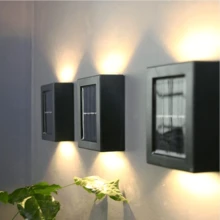 Kit 6 Luminaria Solar Arandela Iluminação Luz de Parede e Lampada Externa a Prova D'água - Preto - Visão 4