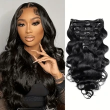 Body Wave Clip In Human Hair Extensions Natural Color 100% Remy Human Hair Clip In 8Pcs/Set Full Head For Women