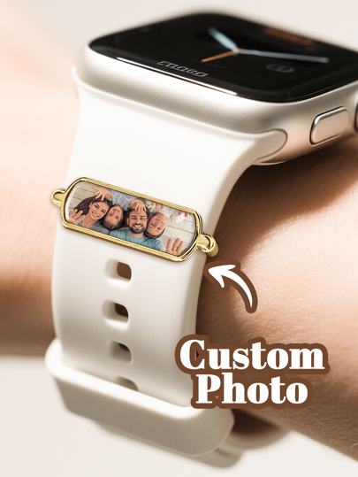 1pc Personalized Watch Band Charm,Customized Photo Watch Accessories, Customized Blank Strap Picture Decoration Rose Gold Applicable Silicone Smart Strap Accessories Watch Decorations, Custom Watch Band Charm In Silver, Gold & Rose Gold,Ideal Gifts For Her,Her,Boyfriend,Girlfriend,Dad,Mom,Family,Friends,For Anniversaries,For Birthdays,For Graduation,For Prom,For Party,Jewelry Women,Customized Fashion Jewelry Accessories,Vintage Outfit,Jewelry & Watches,Season Picks, Urban Chill, Delicate Romance, Look Glamour