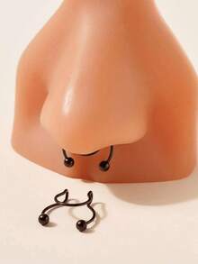 2pcs/Set Fake Nose Septum Ring Stainless Steel Non-Piercing Nose Clamp