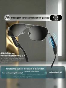 Brand New Advanced Smart Glasses, Can Listen To Songs, Talk To The Advanced Sunglasses Glasses, Smart Touch Operation / BT V5.3 / Stereo Effect, Suitable For Holiday Gifts, Sports, Driving, Fishing, Men And Women Are Applicable - Black - View 2