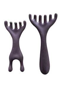 mingxuan 2pcs Plastic Massage Comb, Multi-Functional Massage Tool For Head, Face Acupressure, And Body Massage - Brown - View 1