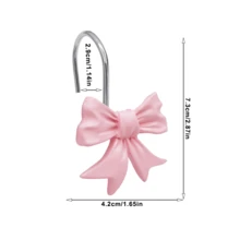 12 Stücke moderne minimalistische rosa Schleifen Dekorative Duschvorhang Haken, Badezimmer Accessoires, Badezimmer Dekoration, Wohnen Vorhang Haken - Pink - Übersicht 4