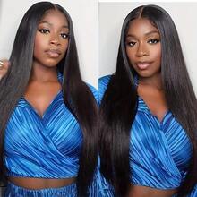 MAMUSHOW 200% Density V Part Wig Human Hair Straight 8-14 Inch BoB V Part Wig For Women Clip In Half Wig Beginner Friendly No Lace No Glue No Sew In 16-32 Inch - Natural Black - 查看 10