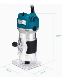 电动木工雕刻机 800W 110v-铝合金动力木工手动修边机，配备链锯盘，美国插头，无需电池，适用于修边、倒角和缺口 - 美規A型插(110-127V) - 查看 9