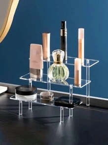 1pc Acrylic Cosmetic Organizer Rack, Multi-Tier Display Storage Shelf For Perfume, Skincare, Makeup Items, Reinforced Sturdy Pyramid-Shaped Stand For Living Room, Bathroom, Bedroom, Home Decor,For Holiday Beach, Bathroom Collection, Bedroom Collection, Large Capacity