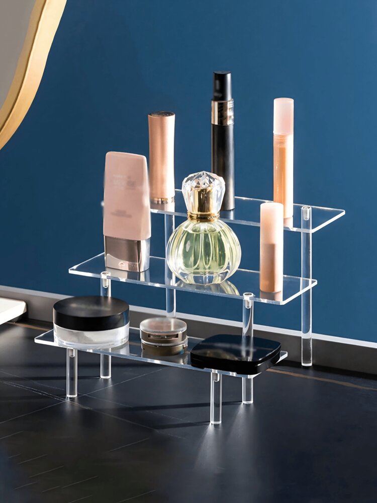 1 件亚克力化妆品收纳架，多层展示架，用于香水、护肤品、化妆品，坚固的金字塔形支架，适用于客厅、浴室、卧室、家居装饰、假日海滩、浴室收藏、卧室收藏，大容量 - 彩色 - 查看 5