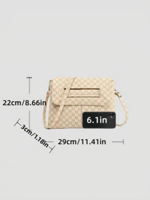 Women's Stylish Letter Print Crossbody Bag With Detachable Shoulder Strap - Clutch, Shoulder Bag And Crossbody Bag - Beige - View 8