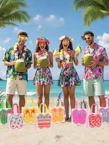 24 bolsas de regalo no tejidas con forma de chanclas para playa, bolsas de poliéster de alta calidad, impermeables, para llevar a mano, para eventos y fiestas, con cordón, para viajes y almacenamiento. - Multicolor - Ver 2