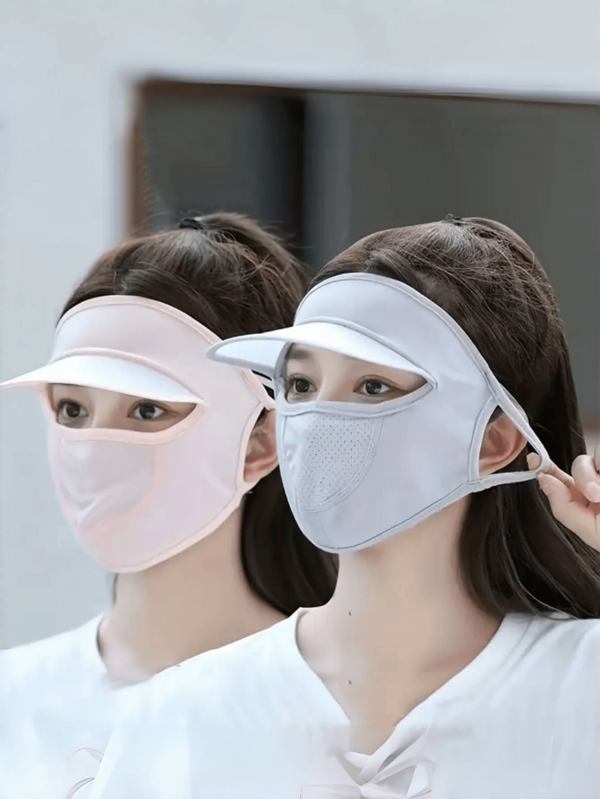 1pc Women's Lightweight Breathable Ice Fiber Sun Protection Face Mask, Solid Color Suitable For Outdoor Activities, Washable And Reusable, Outdoor Sun Protection | Wide Brim | Glossy Surface