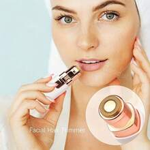 1 pieza Removedor y recortador facial recargable 2 en 1 para mujeres, con depilador, funciones de eliminación de vello del labio y las cejas - ¡Logre una piel suave y sin imperfecciones en minutos! - Blanco - Ver 9