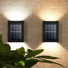 Kit 6 Luminaria Solar Arandela Iluminação Luz de Parede e Lampada Externa a Prova D'água - Preto - Visão 5