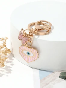 1pc Women's Fashion Real Flower Butterfly Zinc Alloy Colorful Devil Eye Charm Keychain - Multicolor - View 8