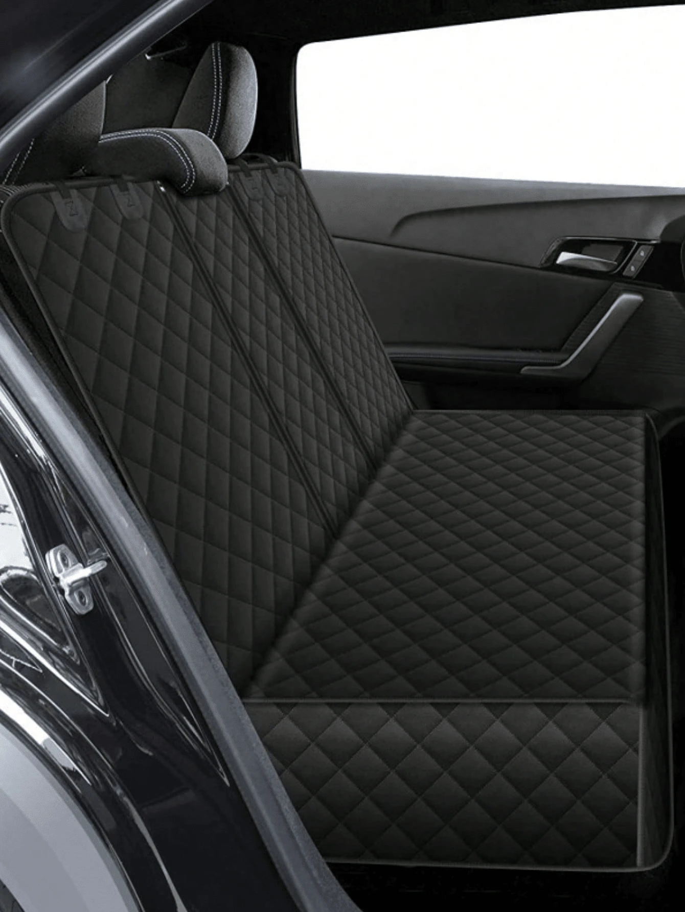 Cubierta protectora impermeable universal para asiento de mascota para la parte trasera del automóvil, cubierta antideslizante para asiento trasero para sedán, van, SUV - Negro - Añade 1
