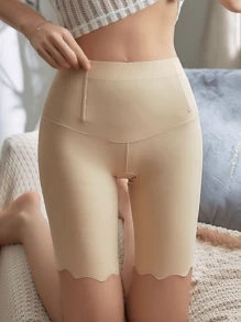 1Pc Women Shape Solid High Waist Shortie, Seamless Safety Shorts Boxer Briefs Slip Shorts Tummy Control Shaping Panties , Skirted Leggings With Safety Shorts,Under The Dress Skirts Boyshorts Shapewear Underwear